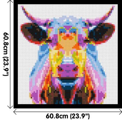 Cow Colourful Pop Art  - Brick Art Mosaic Kit 3x3 large