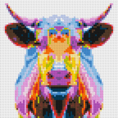 Cow Colourful Pop Art  - Brick Art Mosaic Kit 3x3 large