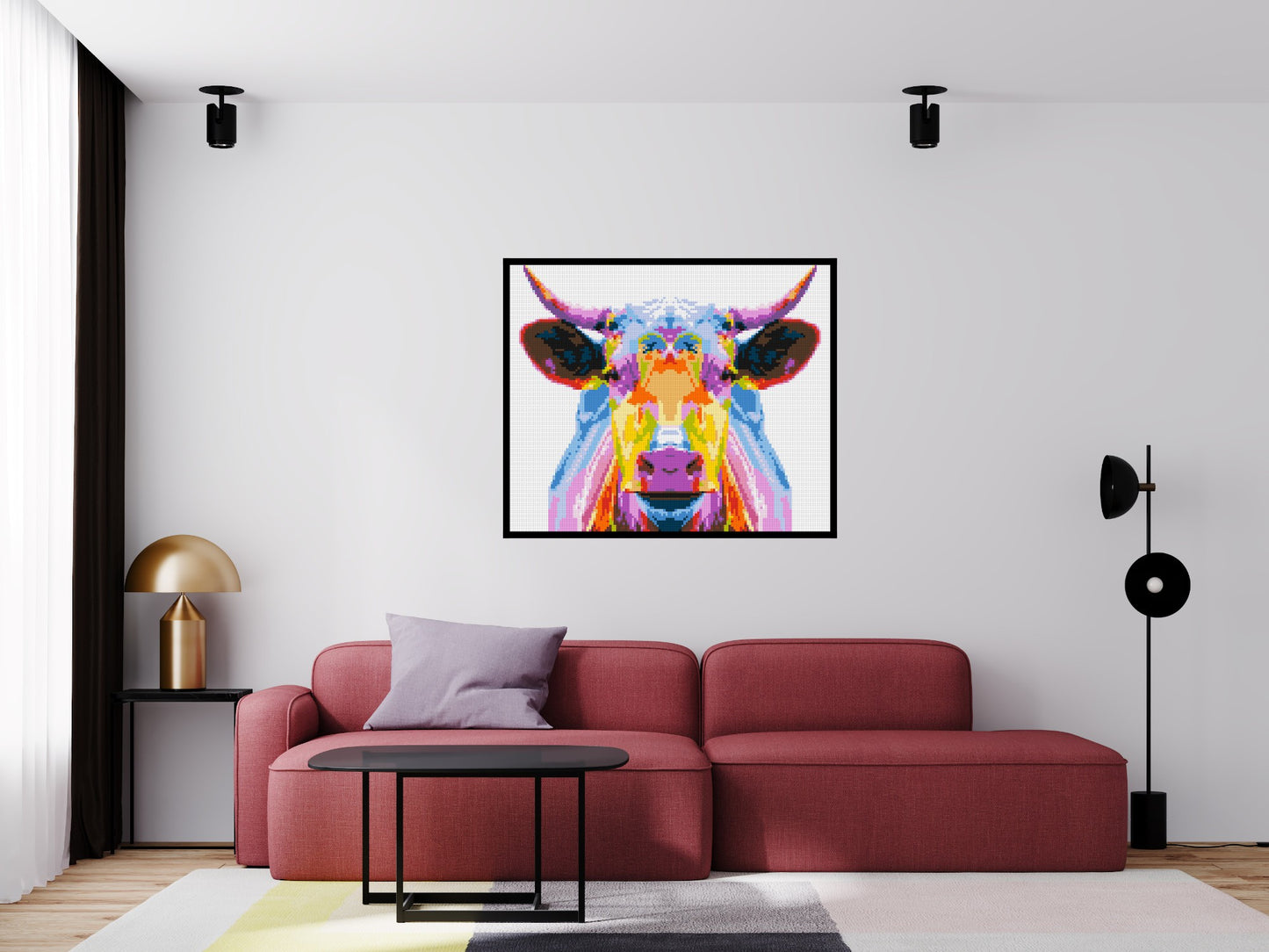 Cow Colourful Pop Art  - Brick Art Mosaic Kit 6x5 large