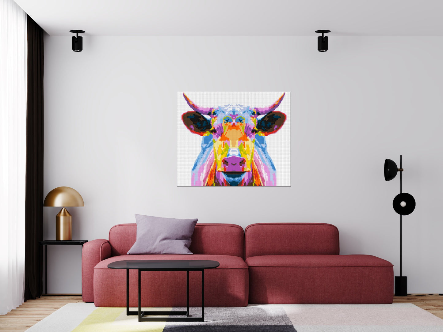 Cow Colourful Pop Art  - Brick Art Mosaic Kit 6x5 large