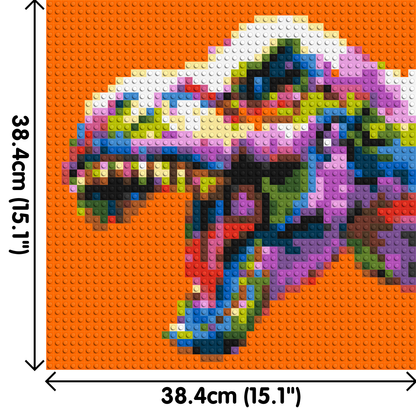 Dinosaur Colourful Pop Art  - Brick Art Mosaic Kit 2x2 large