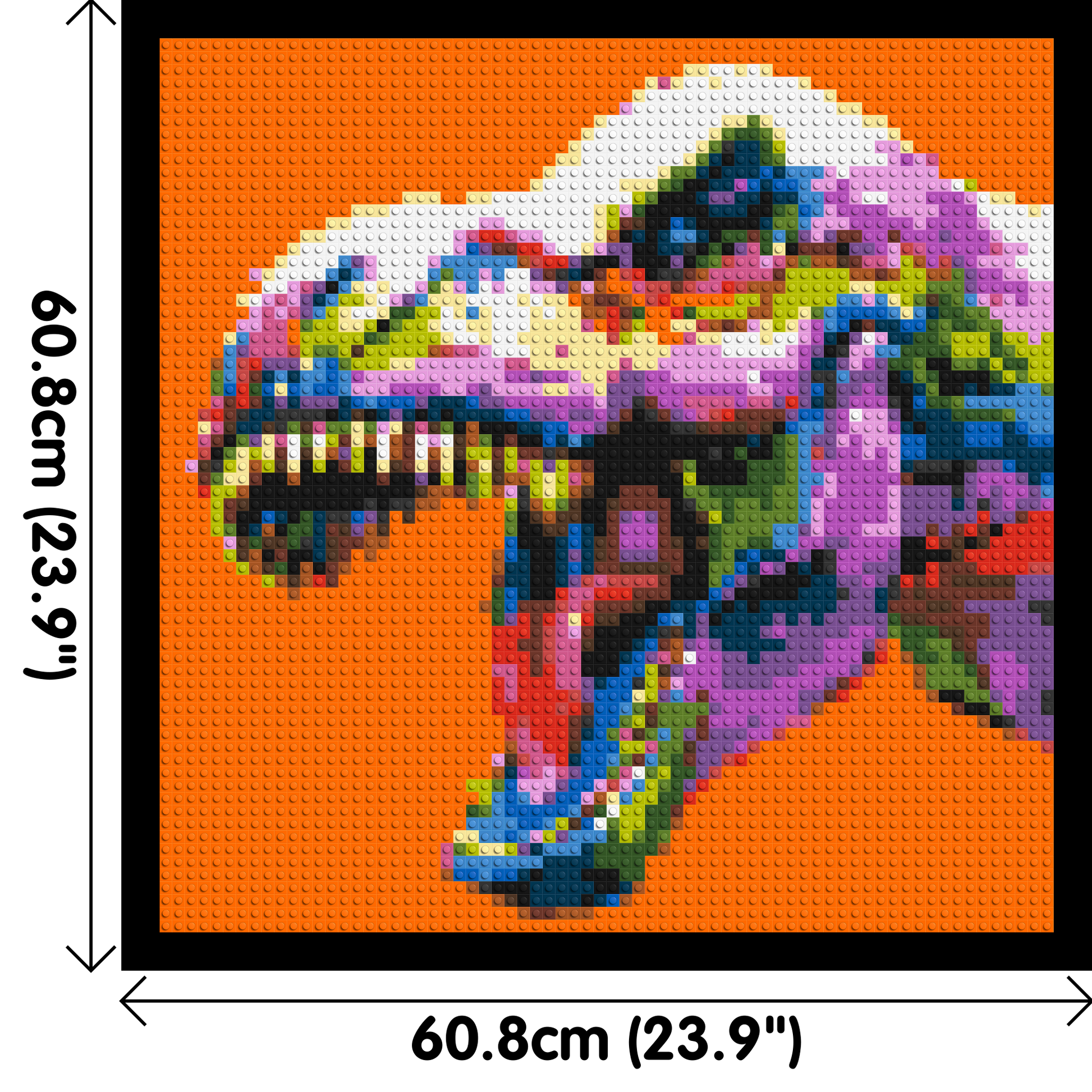 Dinosaur Colourful Pop Art  - Brick Art Mosaic Kit 3x3 dimensions with frame