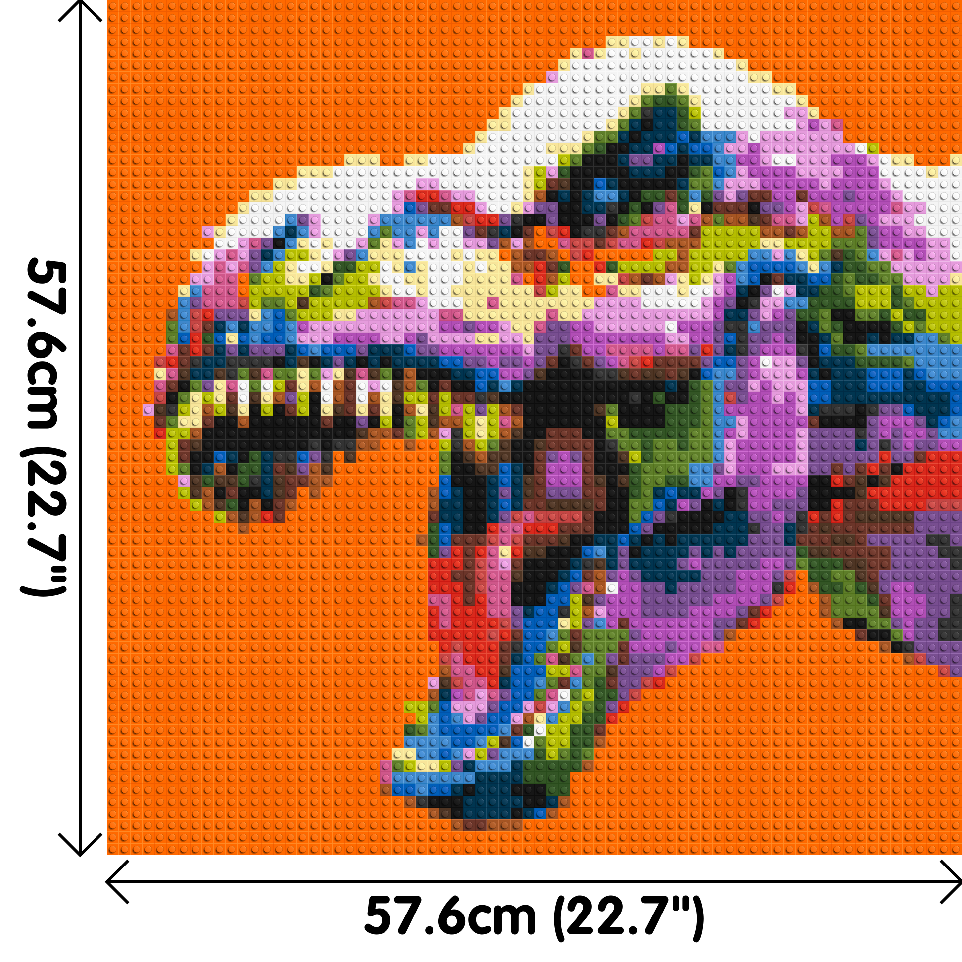 Dinosaur Colourful Pop Art  - Brick Art Mosaic Kit 3x3 dimensions