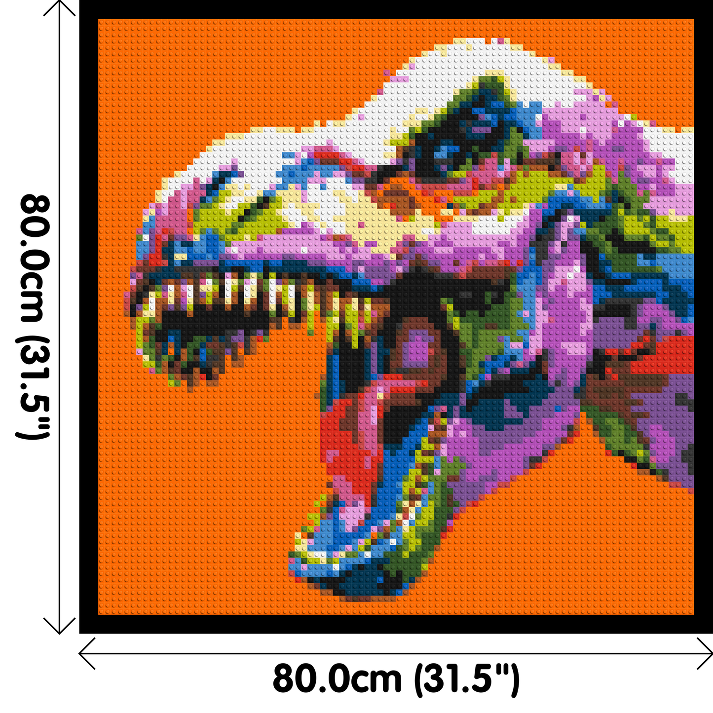 Dinosaur Colourful Pop Art  - Brick Art Mosaic Kit 4x4 large