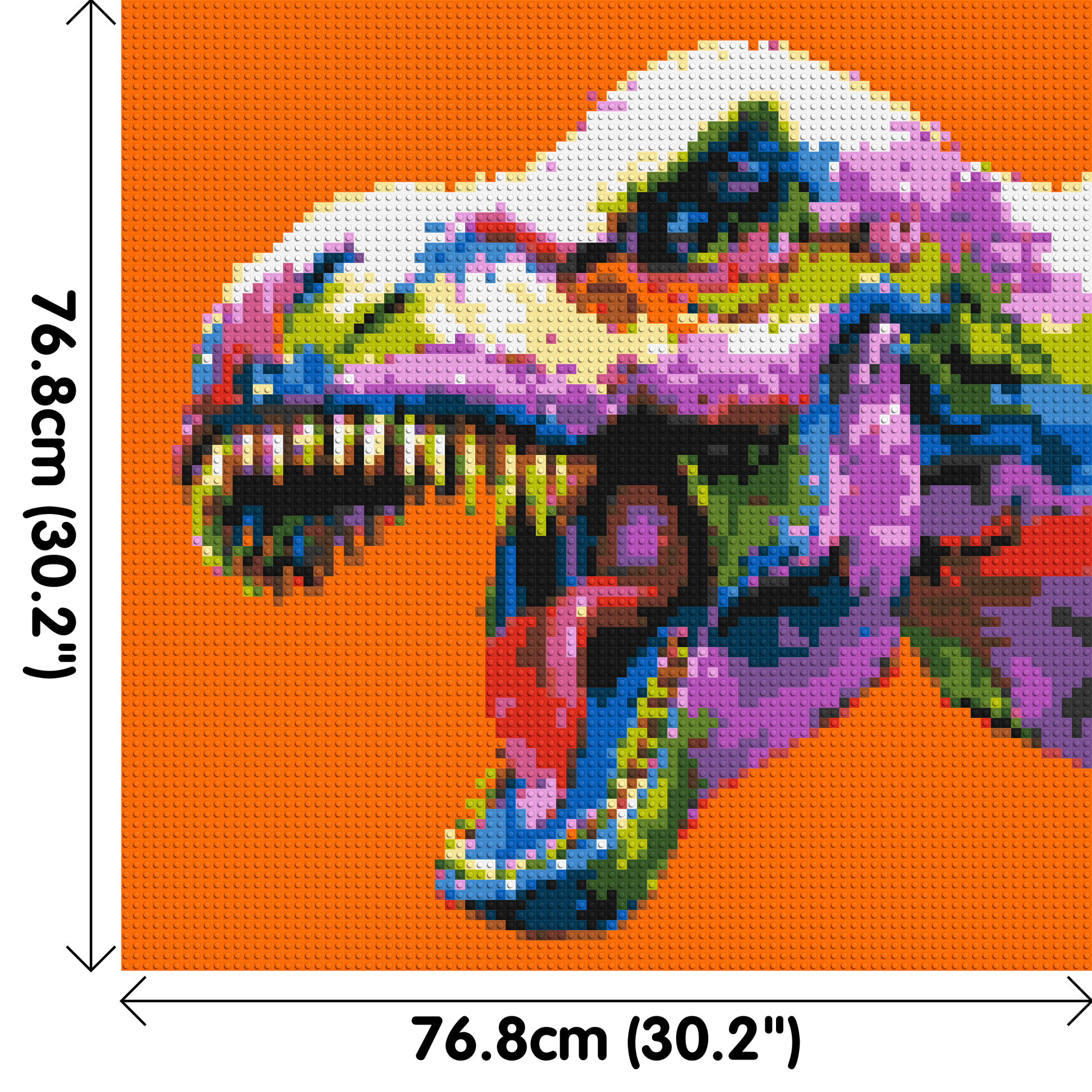 Dinosaur Colourful Pop Art  - Brick Art Mosaic Kit 4x4 dimensions