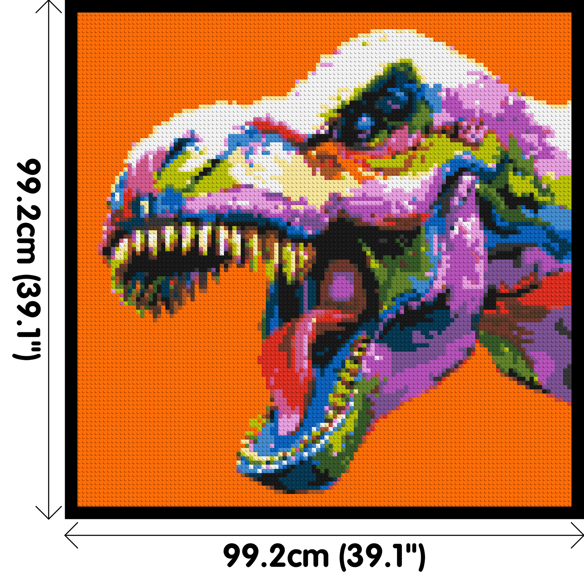 Dinosaur Colourful Pop Art  - Brick Art Mosaic Kit 5x5 dimensions with frame