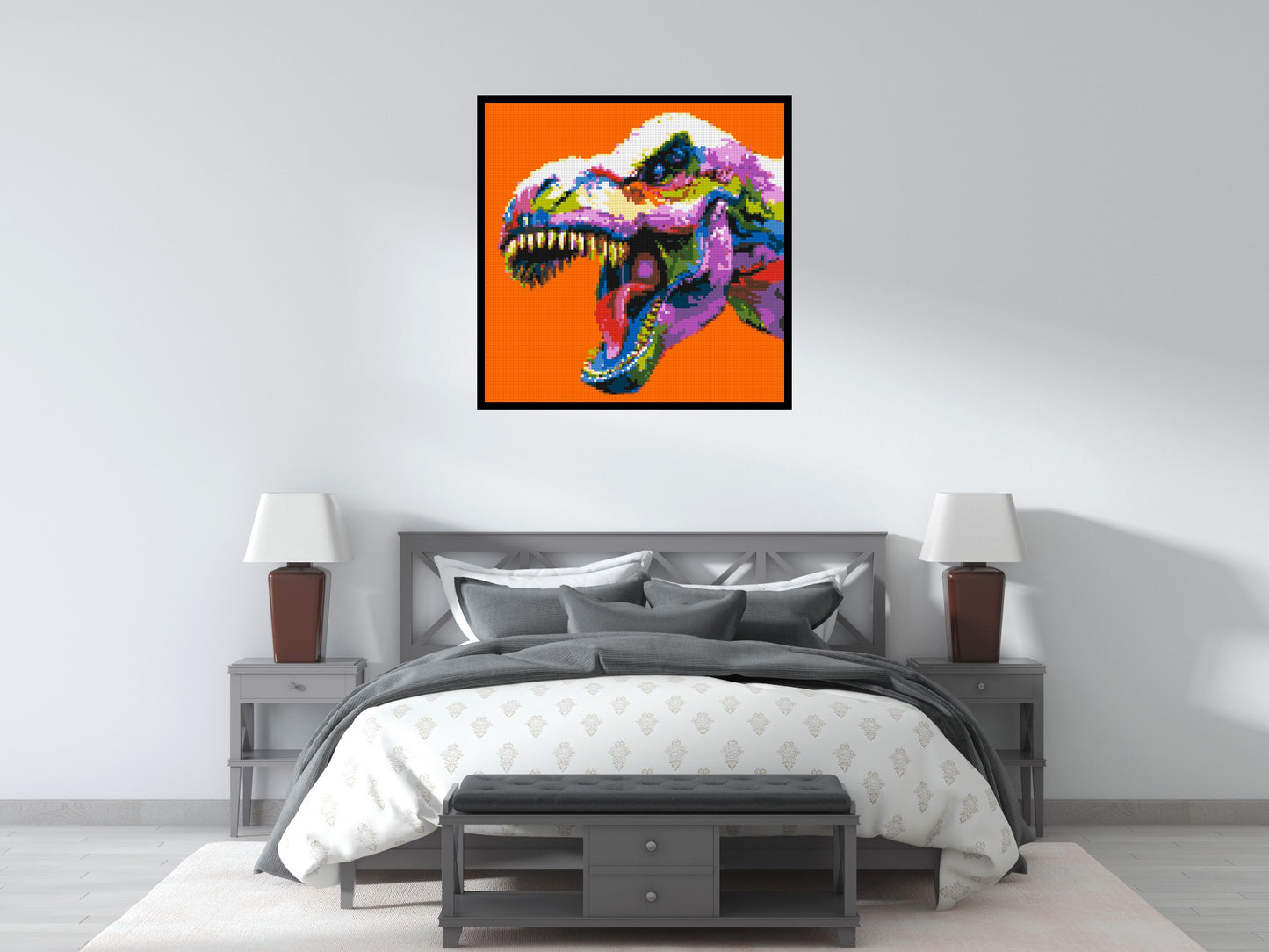 Dinosaur Colourful Pop Art  - Brick Art Mosaic Kit 5x5 large