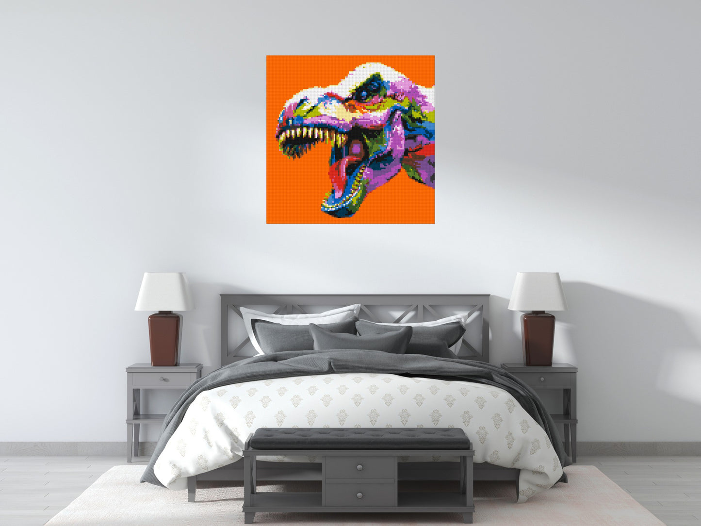 Dinosaur Colourful Pop Art  - Brick Art Mosaic Kit 5x5 large