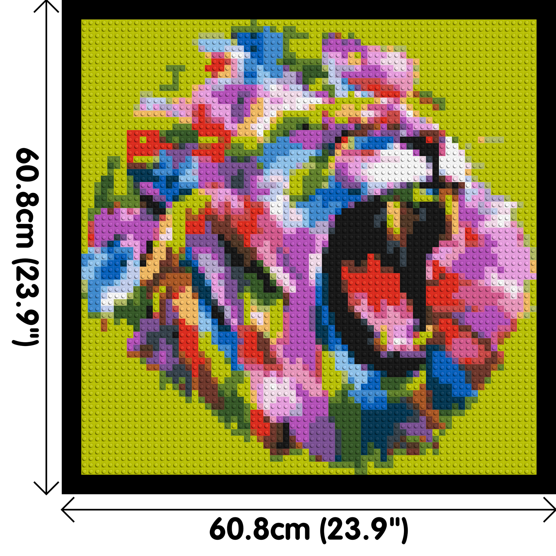 Roaring Lion Colourful Pop Art - Brick Art Mosaic Kit 3x3 dimensions with frame