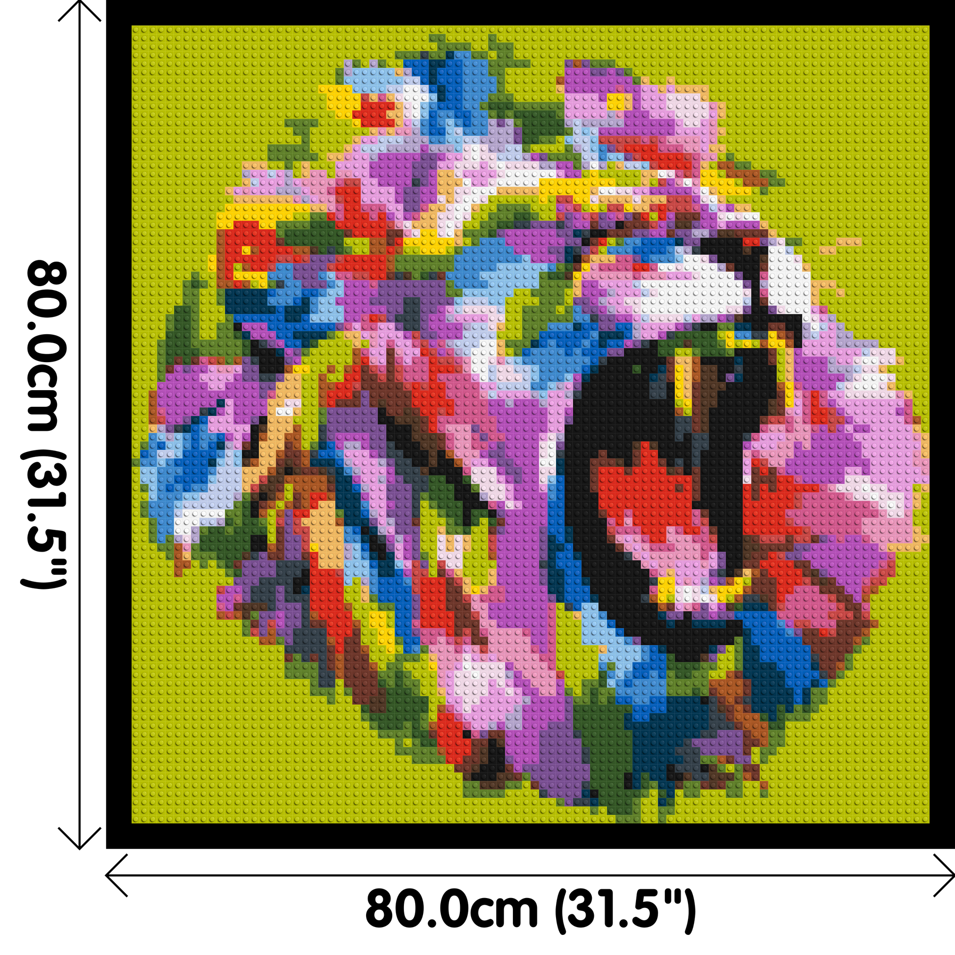 Roaring Lion Colourful Pop Art - Brick Art Mosaic Kit 4x4 dimensions with frame