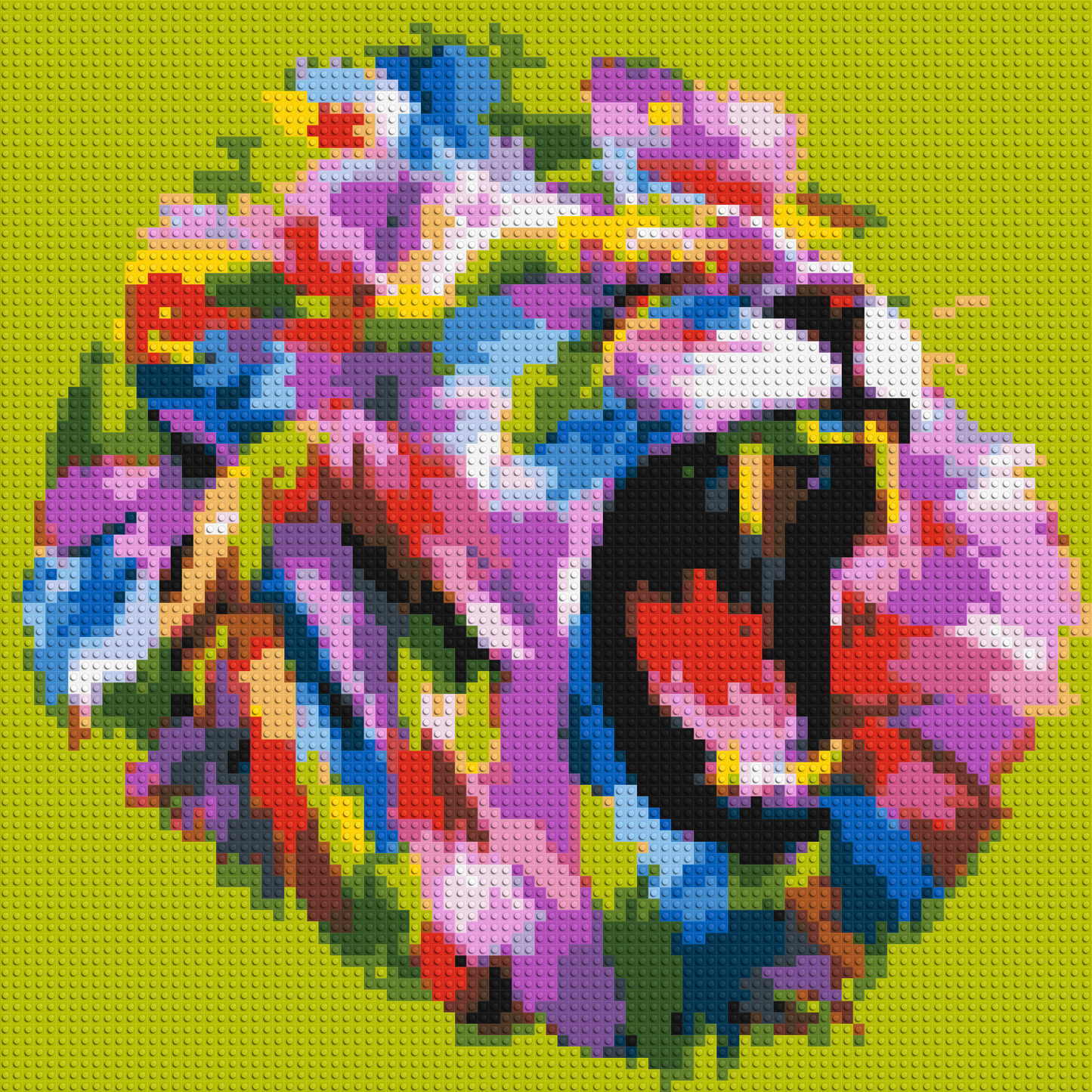 Roaring Lion Colourful Pop Art - Brick Art Mosaic Kit 4x4 large