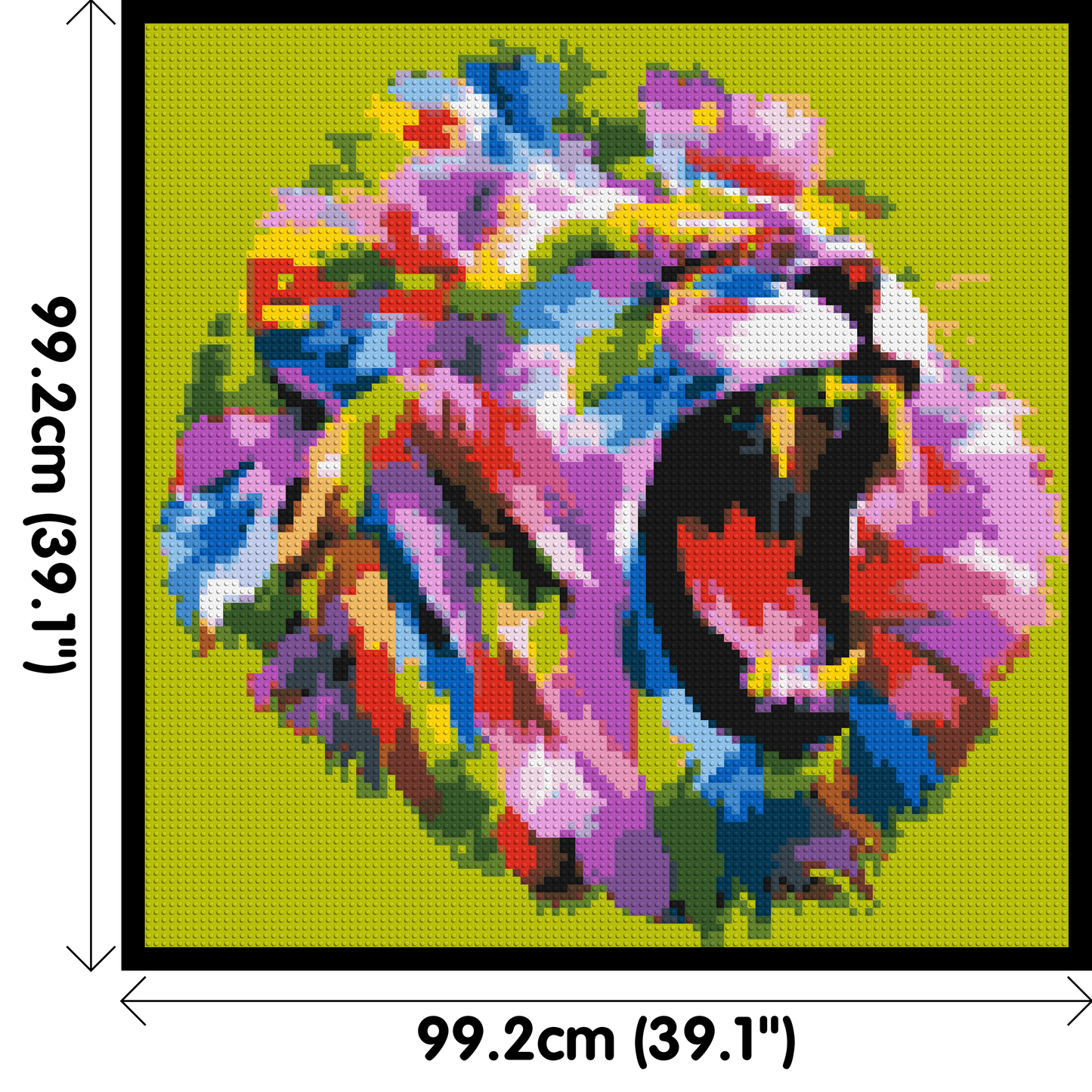 Roaring Lion Colourful Pop Art - Brick Art Mosaic Kit 5x5 large