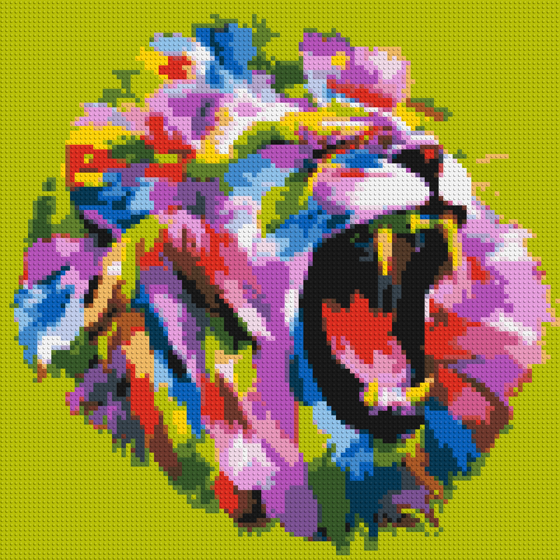 Roaring Lion Colourful Pop Art - Brick Art Mosaic Kit 5x5 large