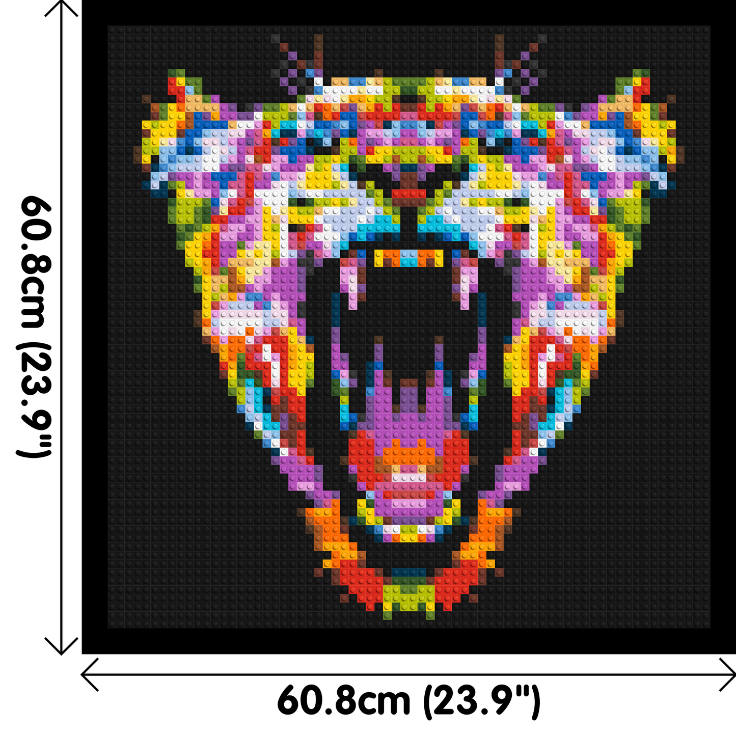 Roaring Tiger Colourful Pop Art - Brick Art Mosaic Kit 3x3 large