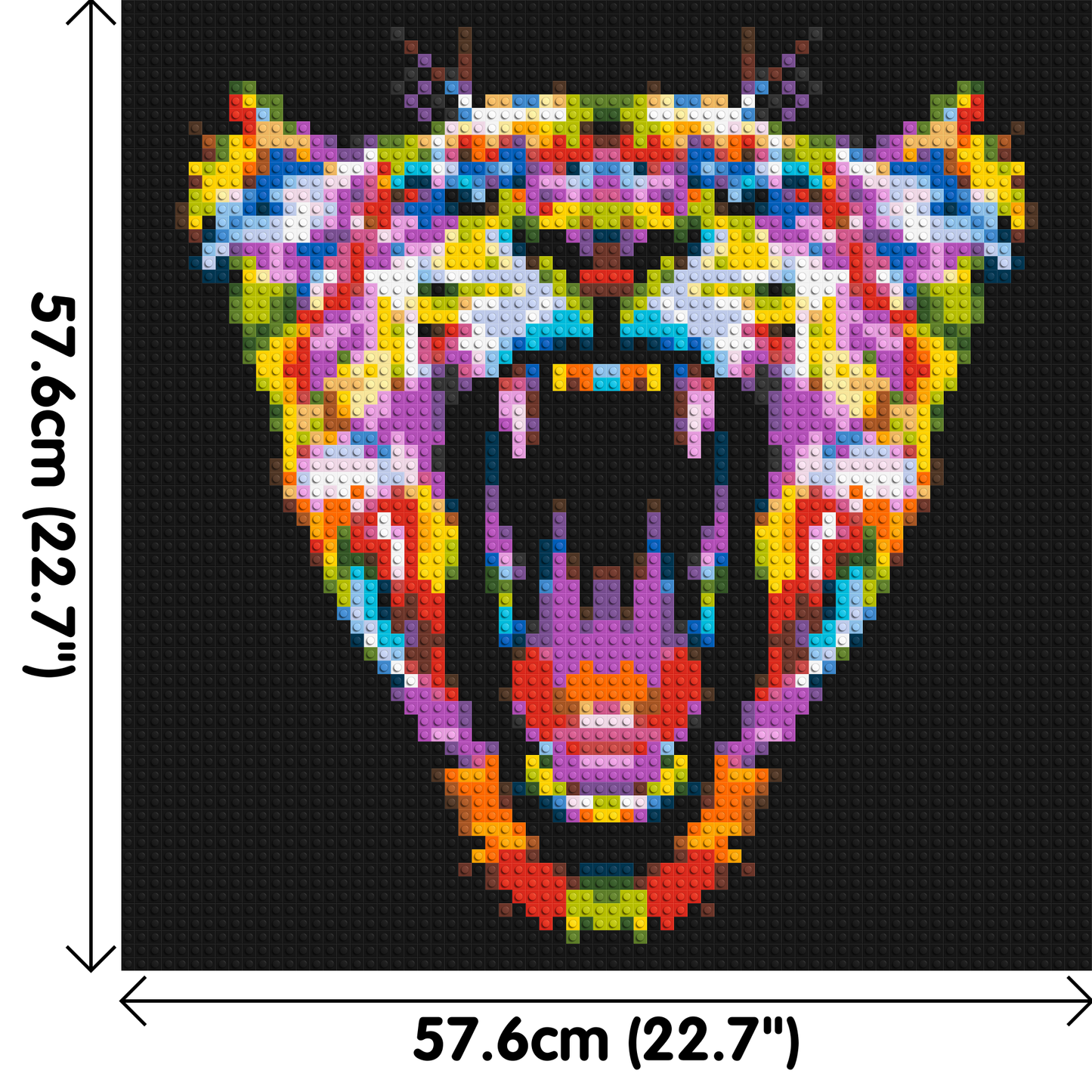 Roaring Tiger Colourful Pop Art - Brick Art Mosaic Kit 3x3 large