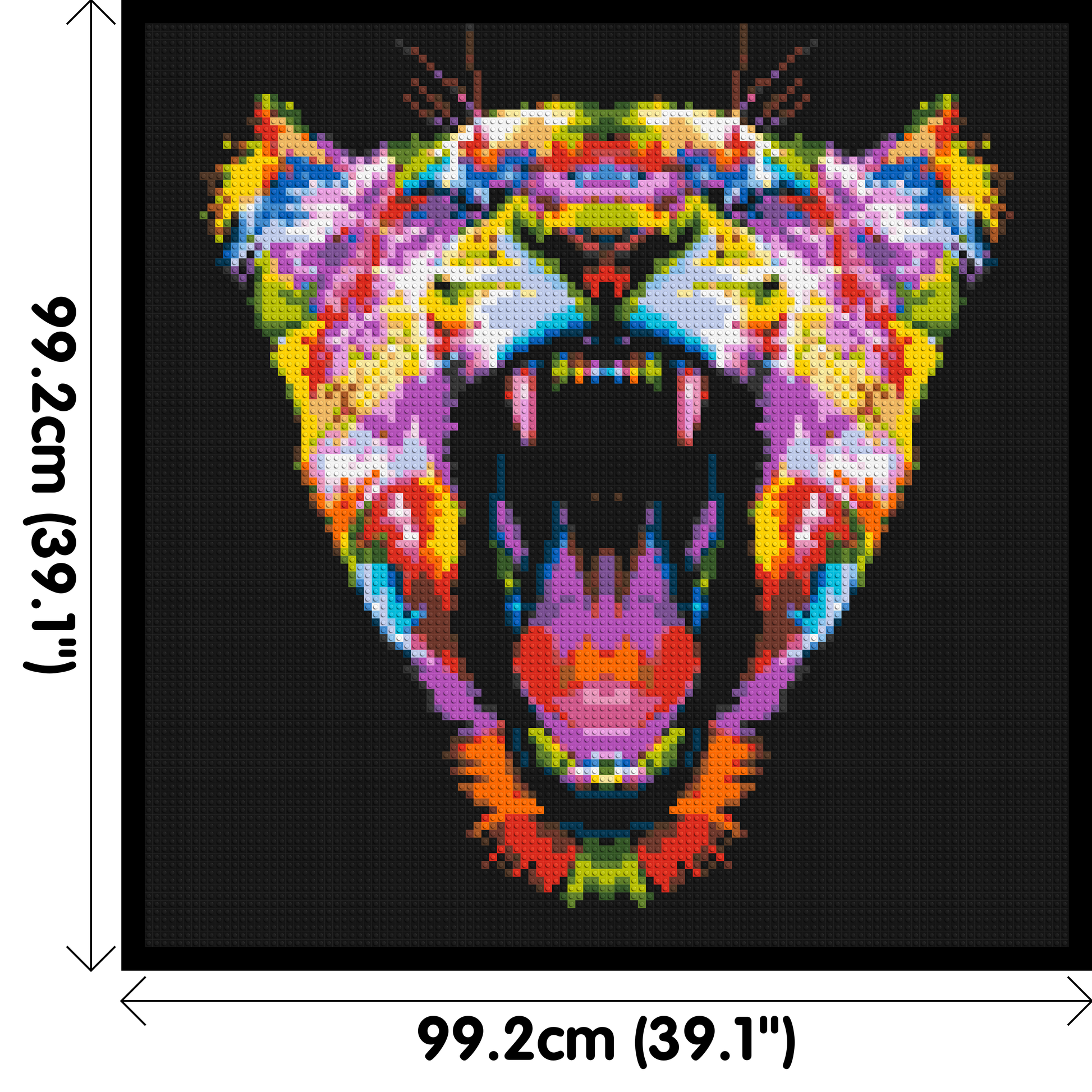 Roaring Tiger Colourful Pop Art - Brick Art Mosaic Kit 5x5 dimensions with frame