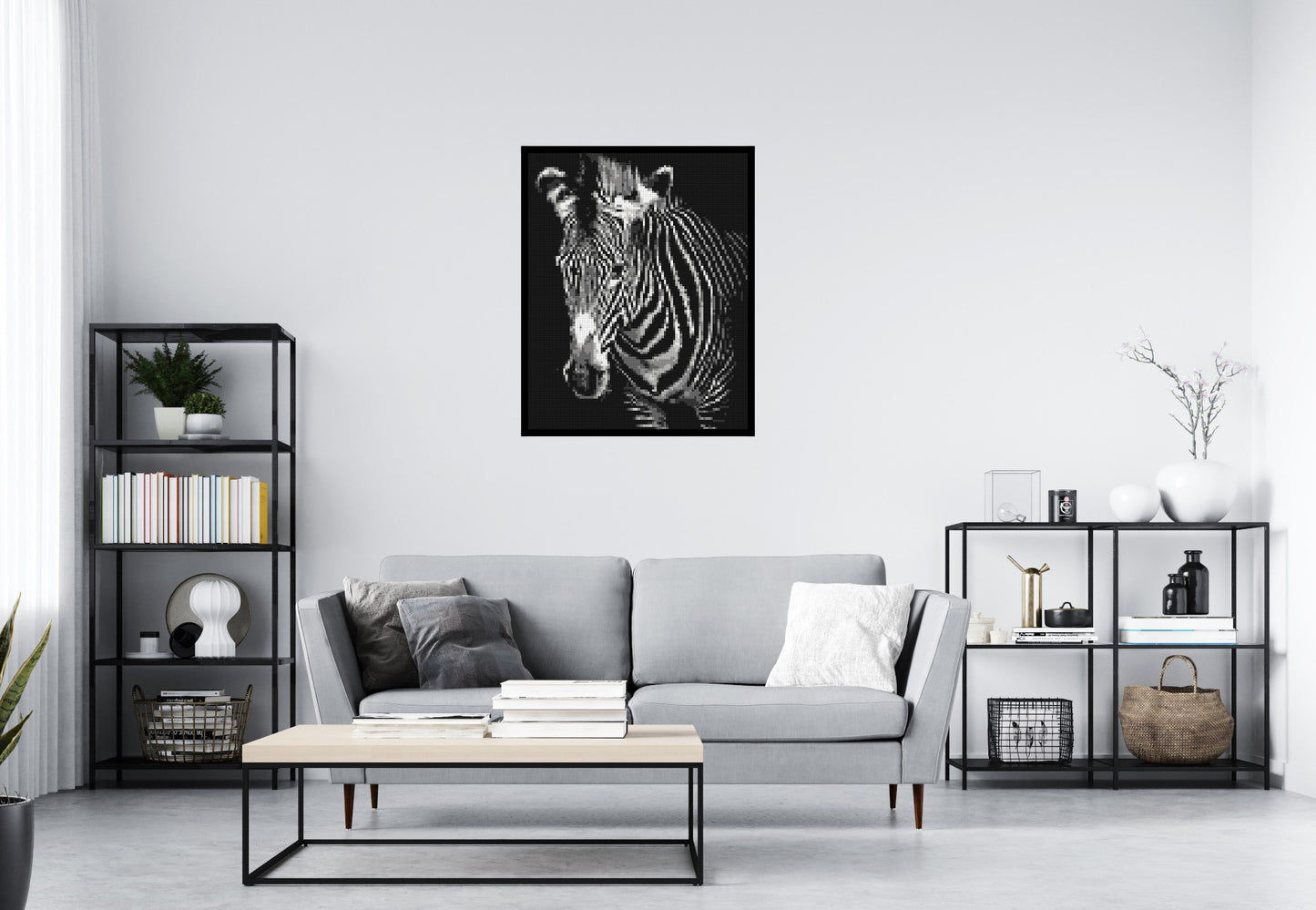 Black & White Zebra - Brick Art Mosaic Kit 4x5 large