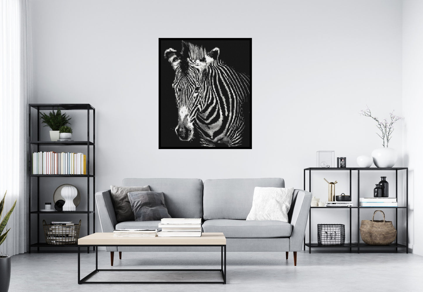 Black & White Zebra - Brick Art Mosaic Kit 5x6 large