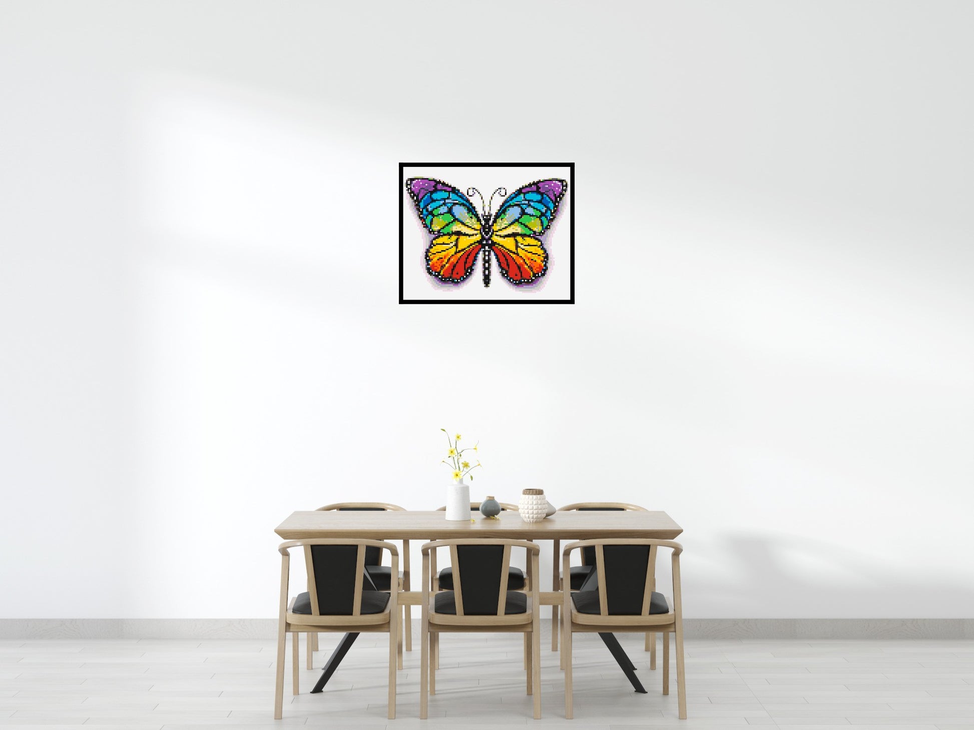 Butterfly Colourful Pop Art  - Brick Art Mosaic Kit 5x4 scene with frame