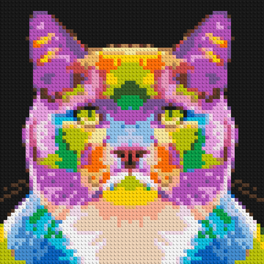 Lazy Cat Colourful Pop Art - Brick Art Mosaic Kit 3x3 large