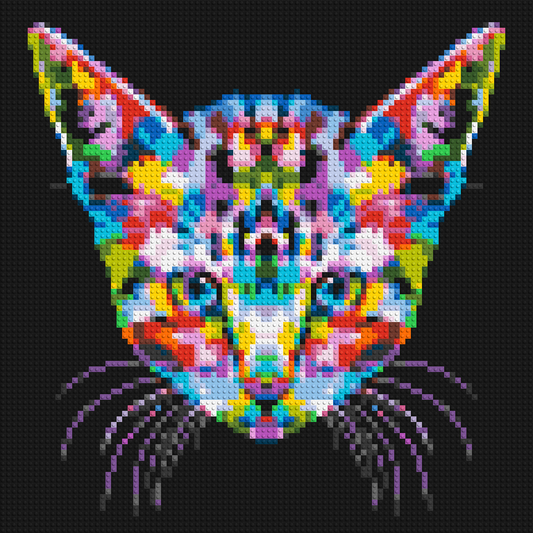 Cat #3 Colourful Pop Art - Brick Art Mosaic Kit 4x4 large