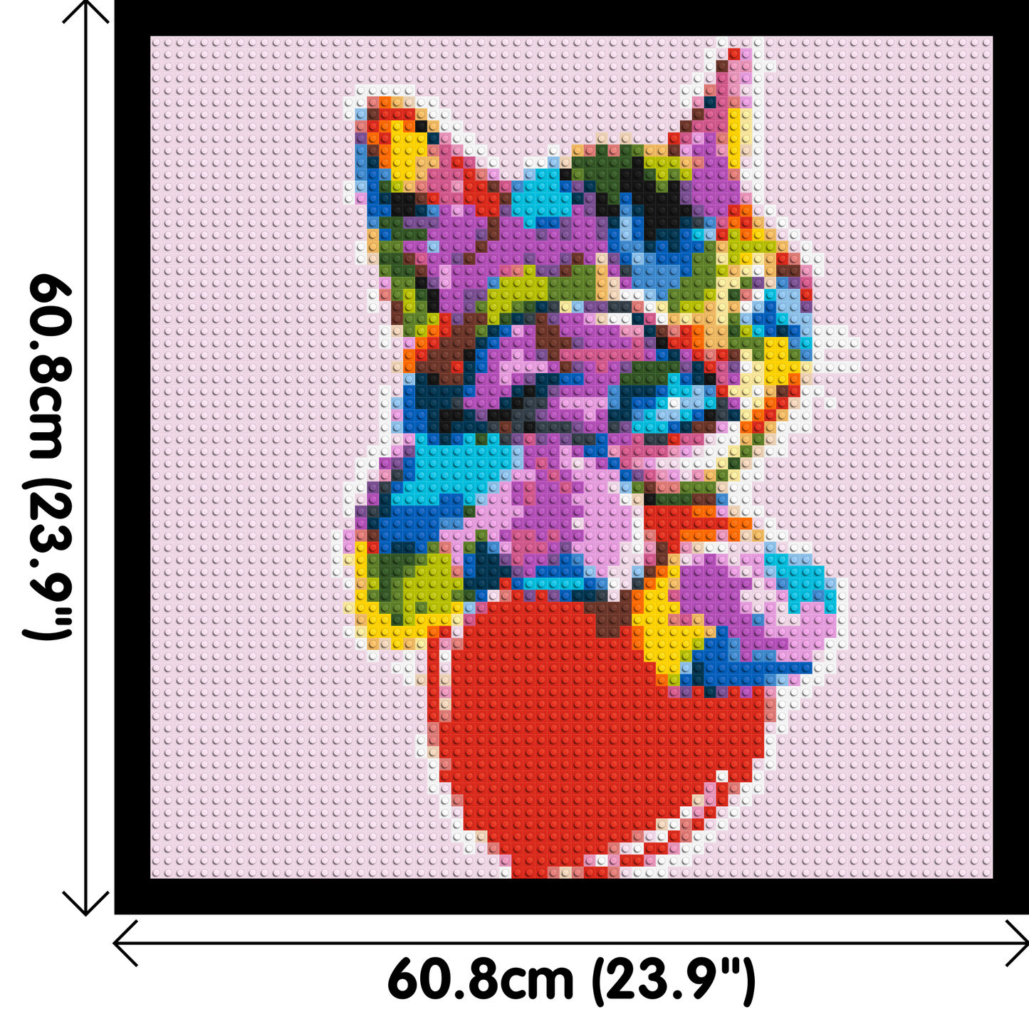 Cat with a Heart Colourful Pop Art - Brick Art Mosaic Kit 3x3 large