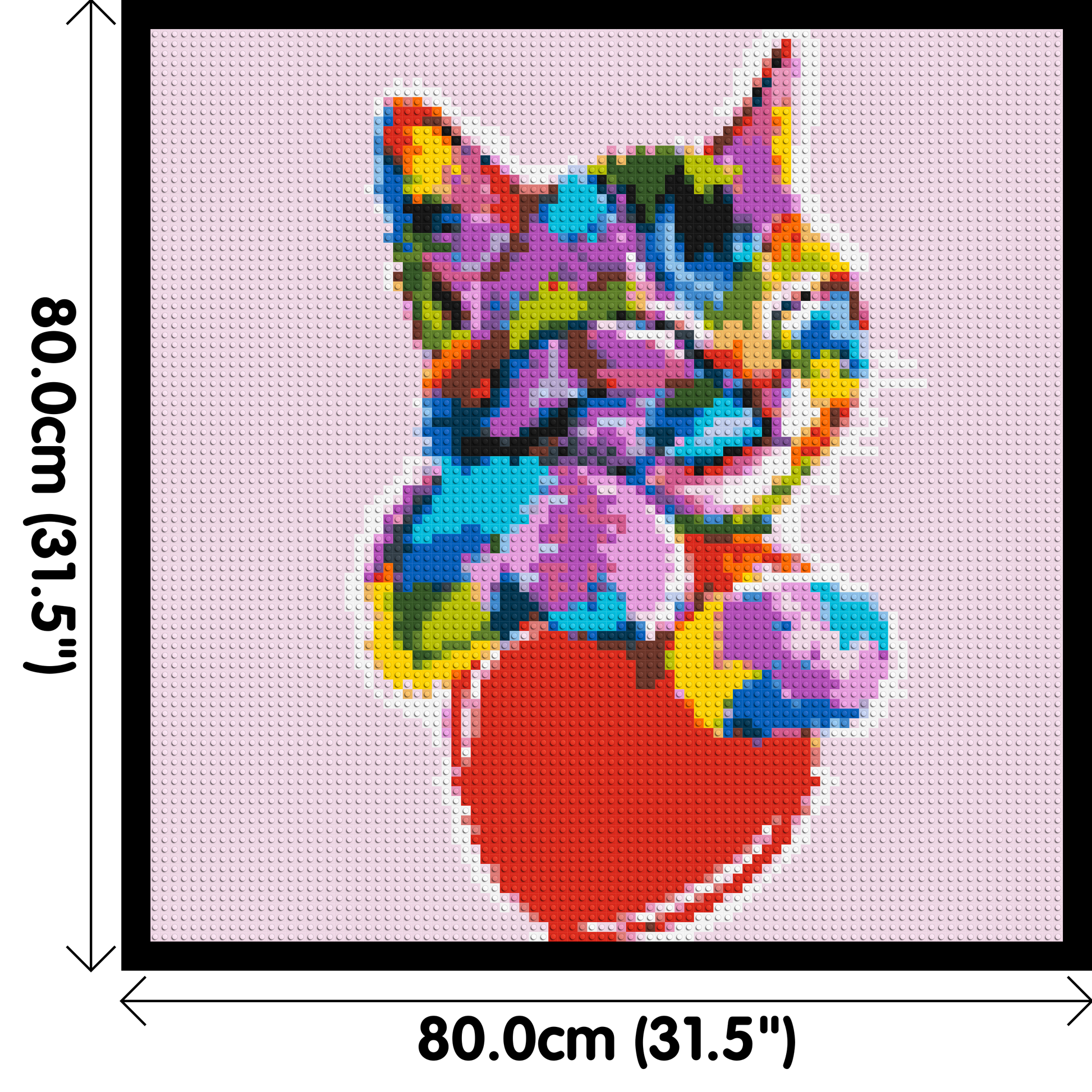 Cat with a Heart Colourful Pop Art - Brick Art Mosaic Kit 4x4 dimensions with frame