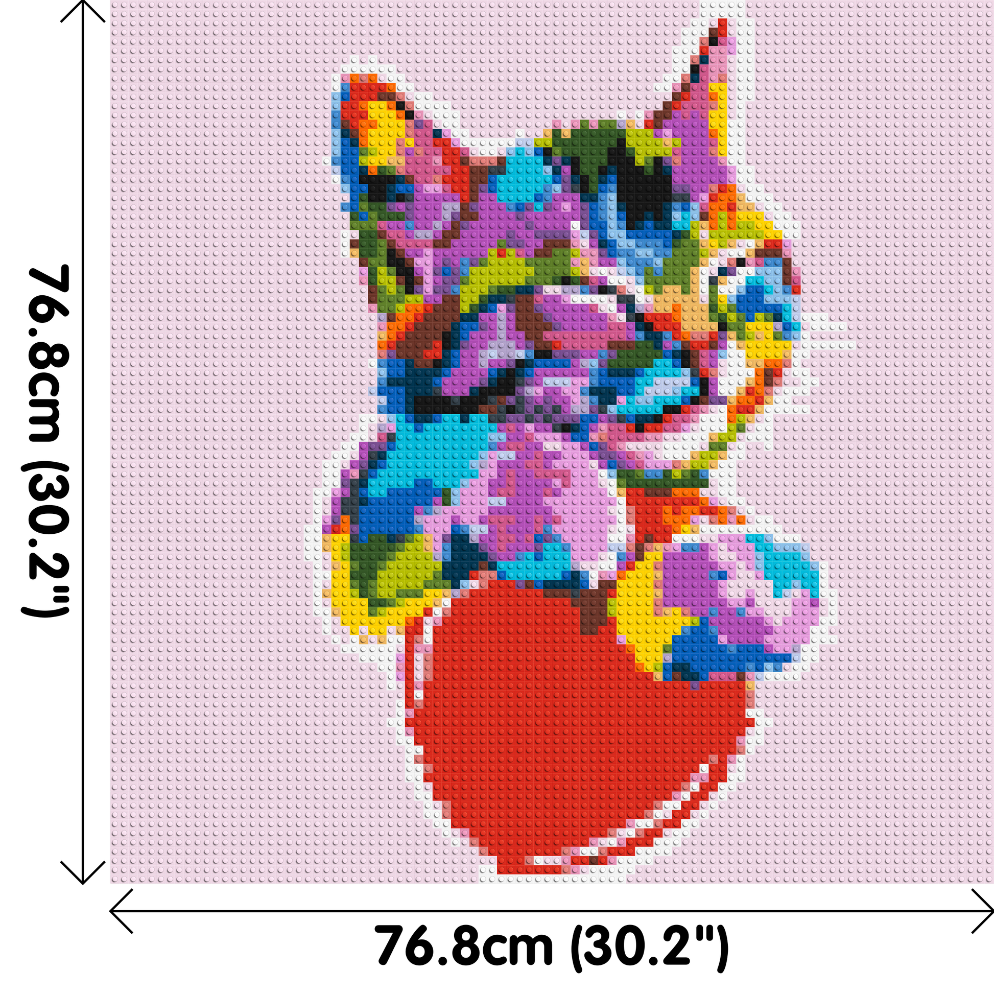 Cat with a Heart Colourful Pop Art - Brick Art Mosaic Kit 4x4 dimensions