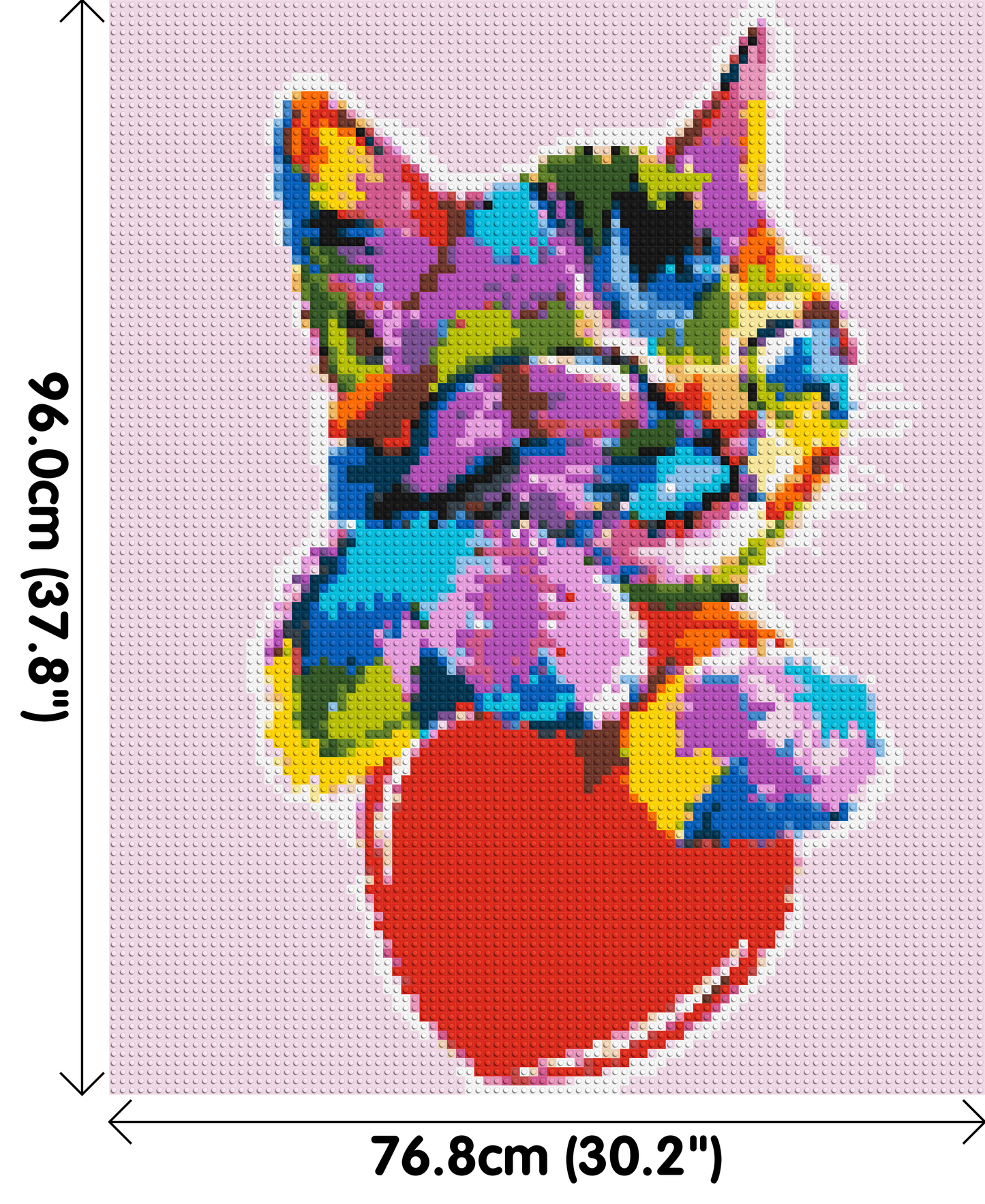 Cat with a Heart Colourful Pop Art - Brick Art Mosaic Kit 4x5 large