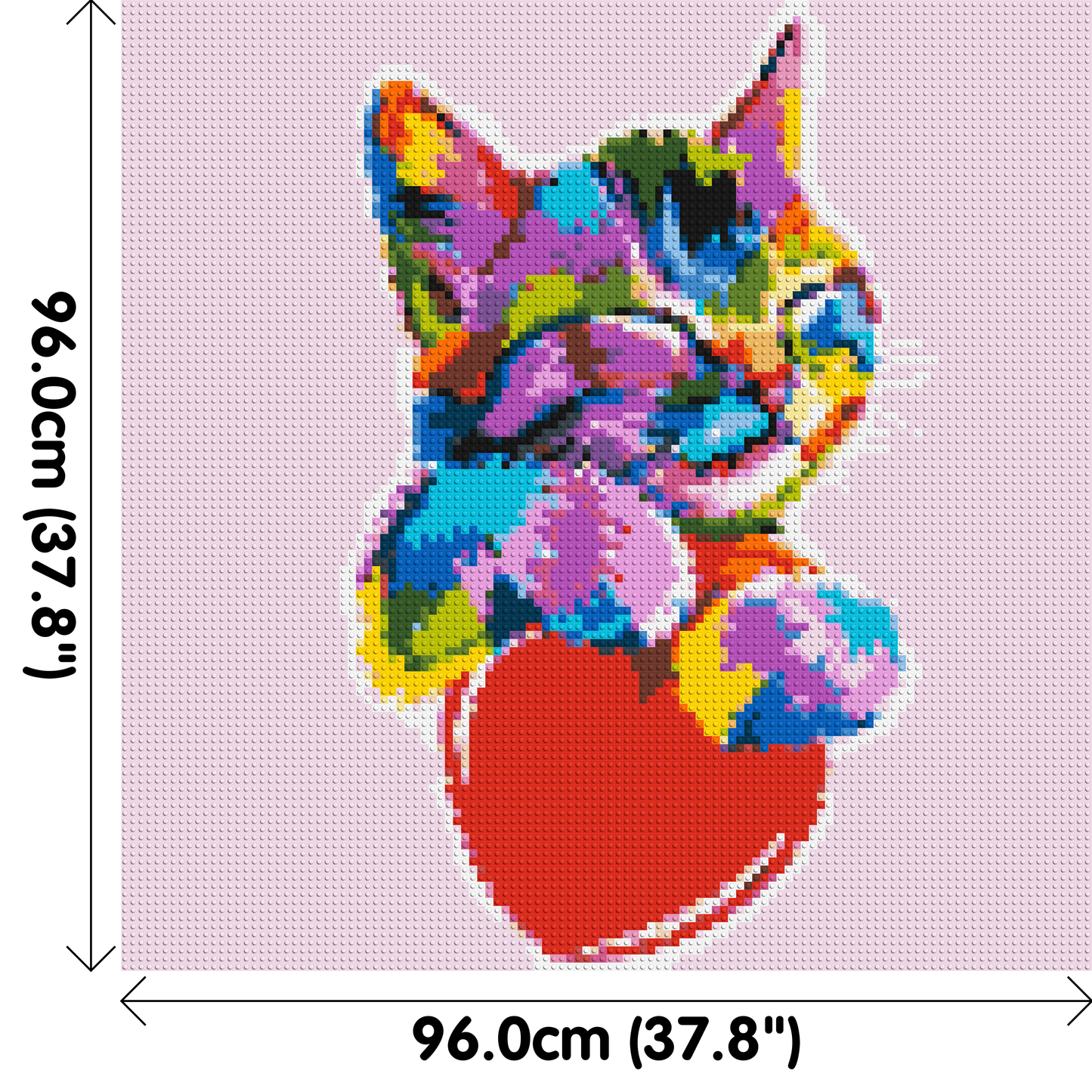 Cat with a Heart Colourful Pop Art - Brick Art Mosaic Kit 5x5 large