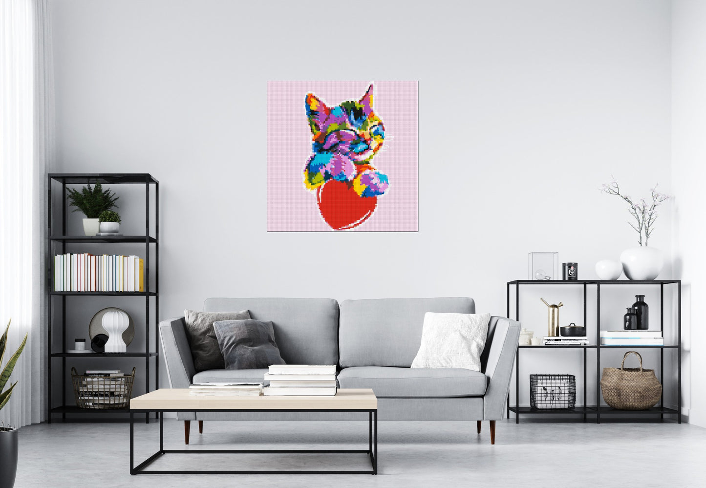 Cat with a Heart Colourful Pop Art - Brick Art Mosaic Kit 5x5 large