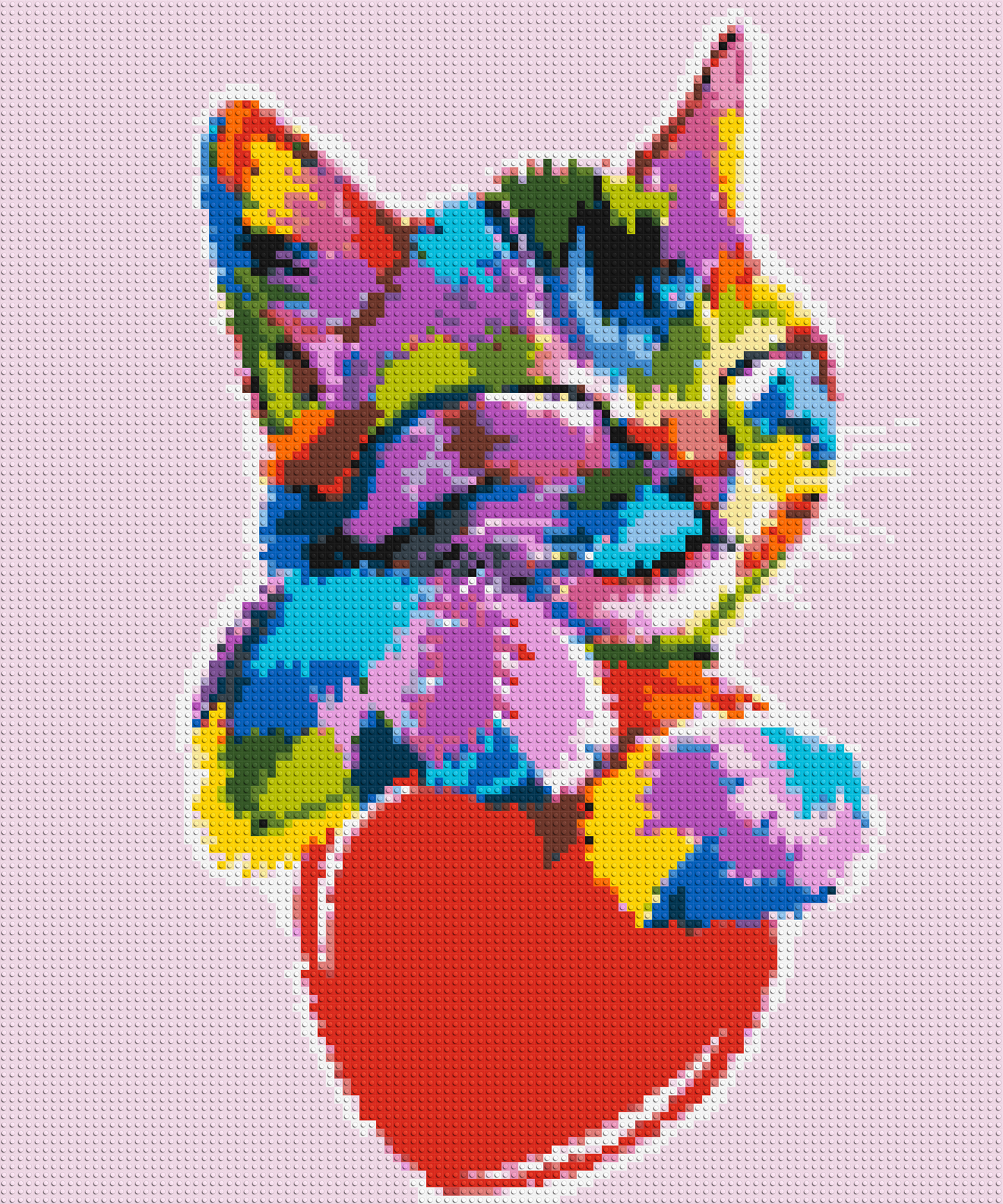 Cat with a Heart Colourful Pop Art - Brick Art Mosaic Kit 5x6 large