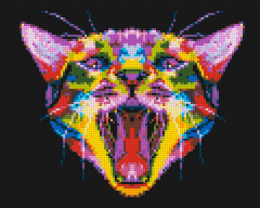 Meowing Cat Colourful Pop Art - Brick Art Mosaic Kit 5x4 large