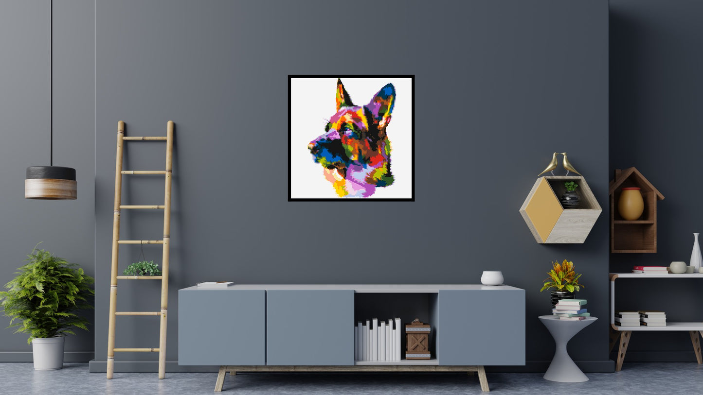 German Shepherd Colourful Pop Art - Brick Art Mosaic Kit 5x5 large