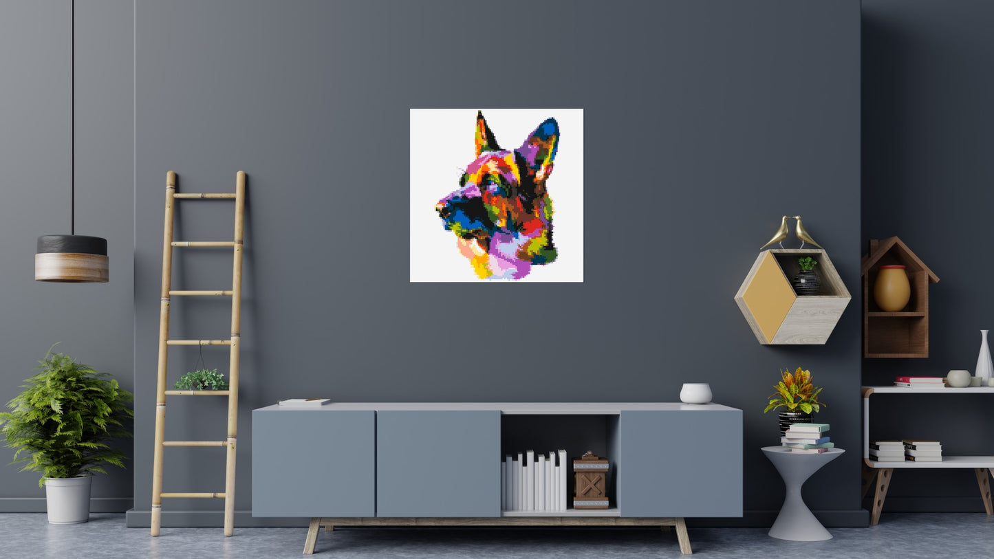 German Shepherd Colourful Pop Art - Brick Art Mosaic Kit 5x5 large