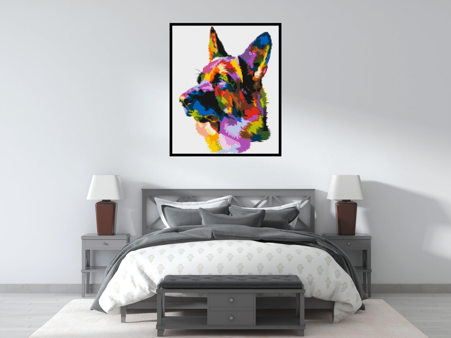 German Shepherd Colourful Pop Art - Brick Art Mosaic Kit 5x6 large