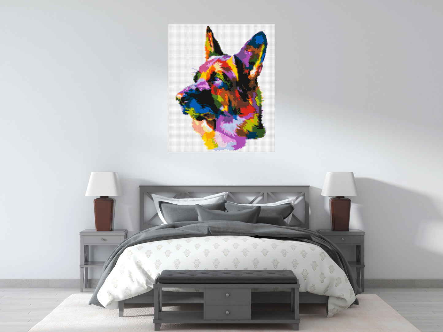 German Shepherd Colourful Pop Art - Brick Art Mosaic Kit 5x6 large