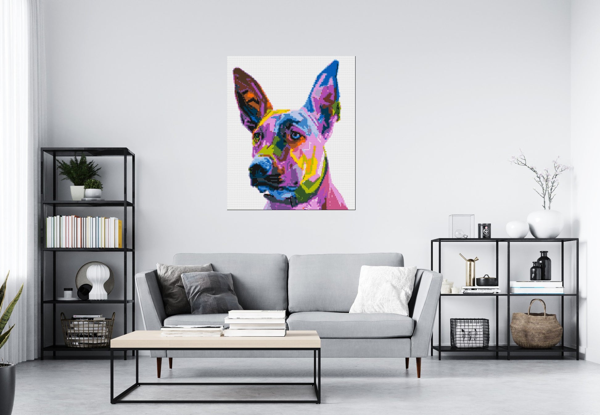 Belgian Malinois Colourful Pop Art - Brick Art Mosaic Kit 5x6 scene