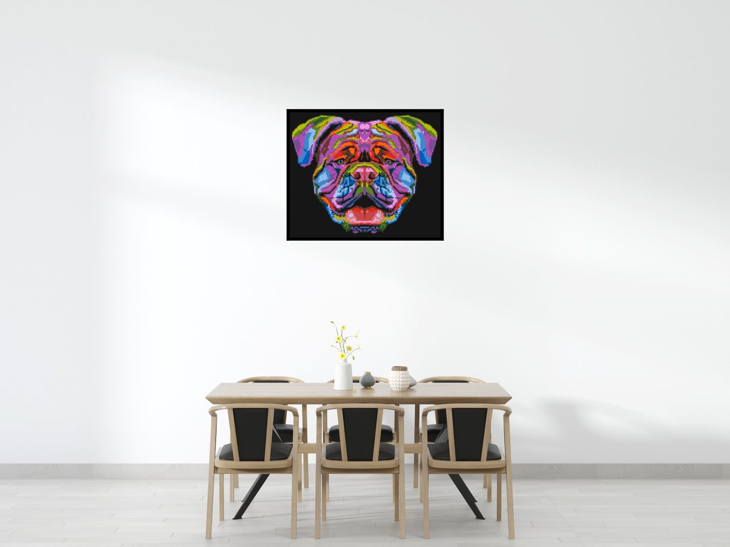 British Bulldog Colourful Pop Art - Brick Art Mosaic Kit 6x5 large