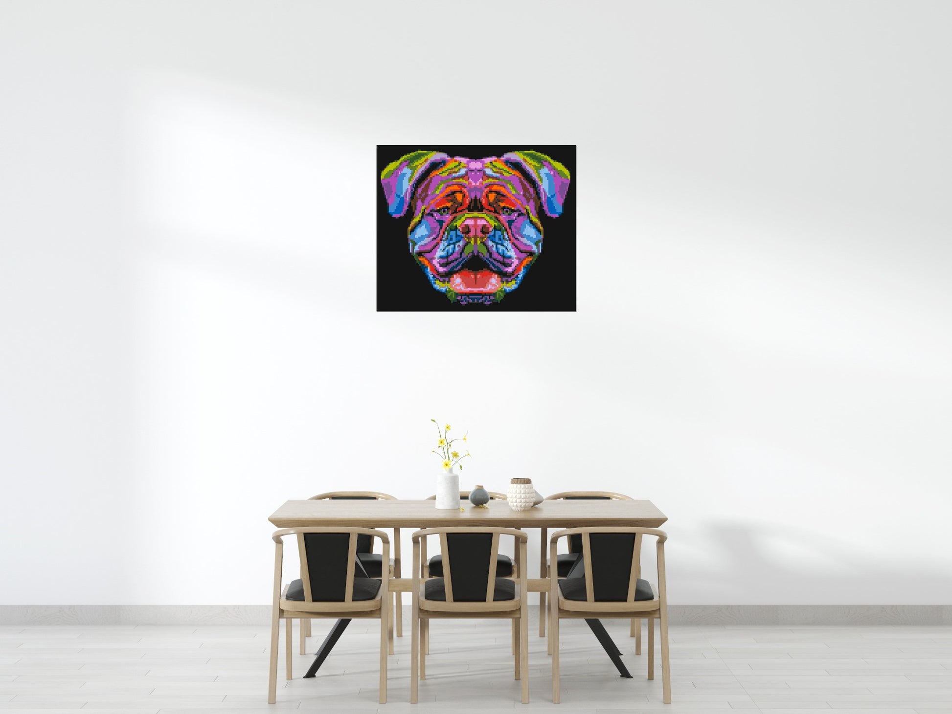 British Bulldog Colourful Pop Art - Brick Art Mosaic Kit 6x5 scene