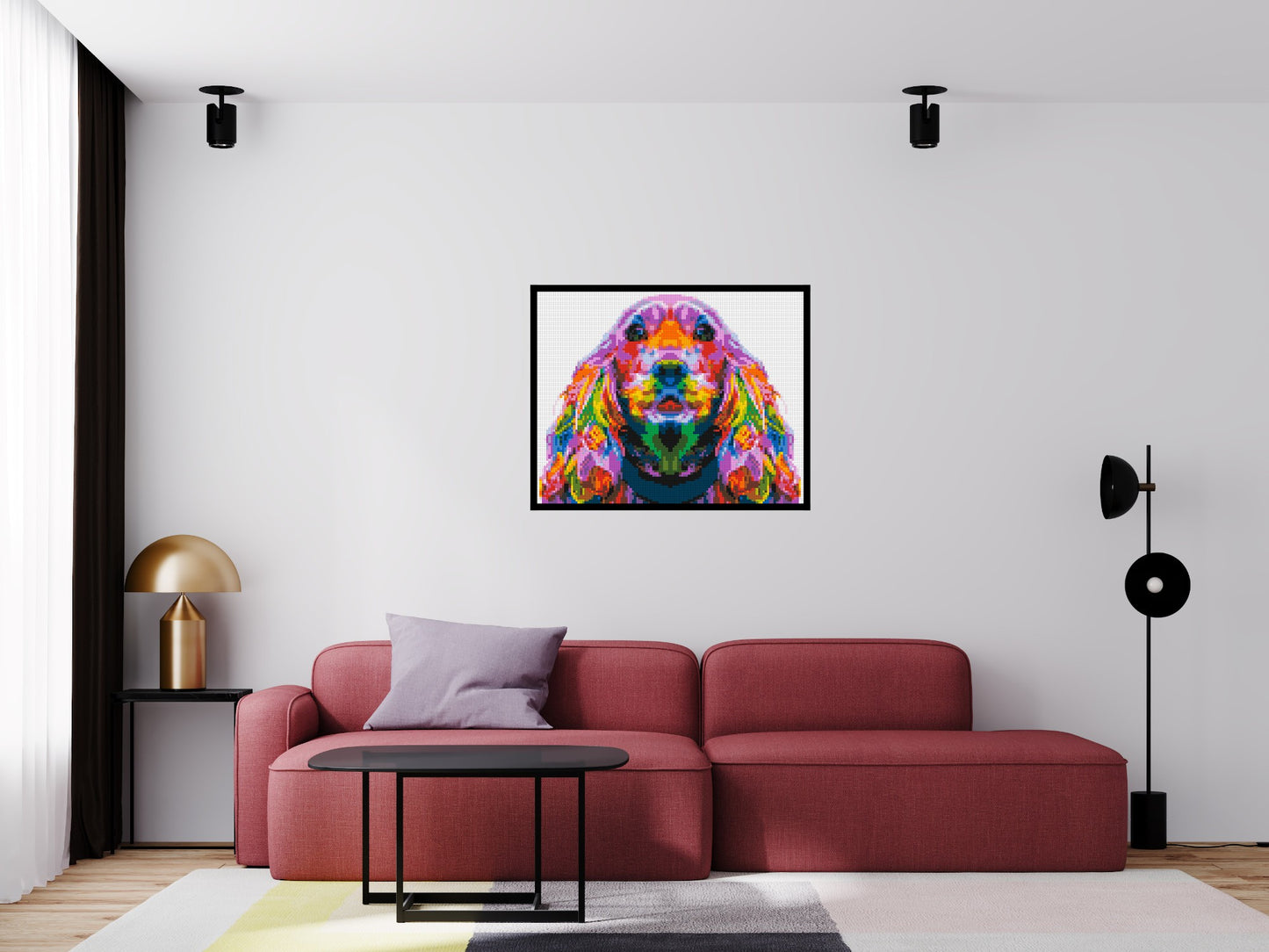 Cocker Spaniel Colourful Pop Art - Brick Art Mosaic Kit 5x4 large