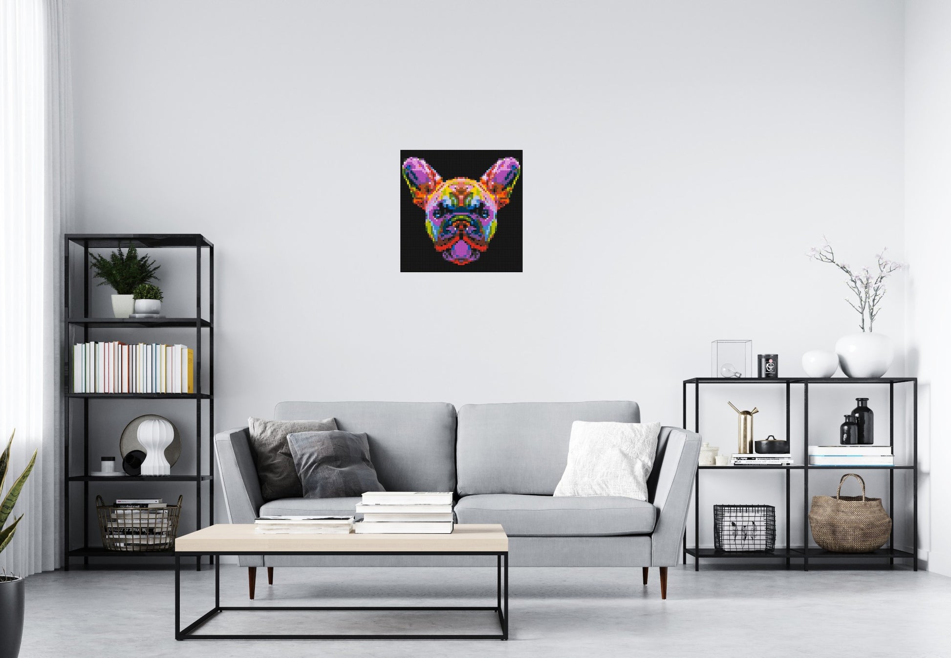 French Bulldog Colourful Pop Art - Brick Art Mosaic Kit 3x3 scene