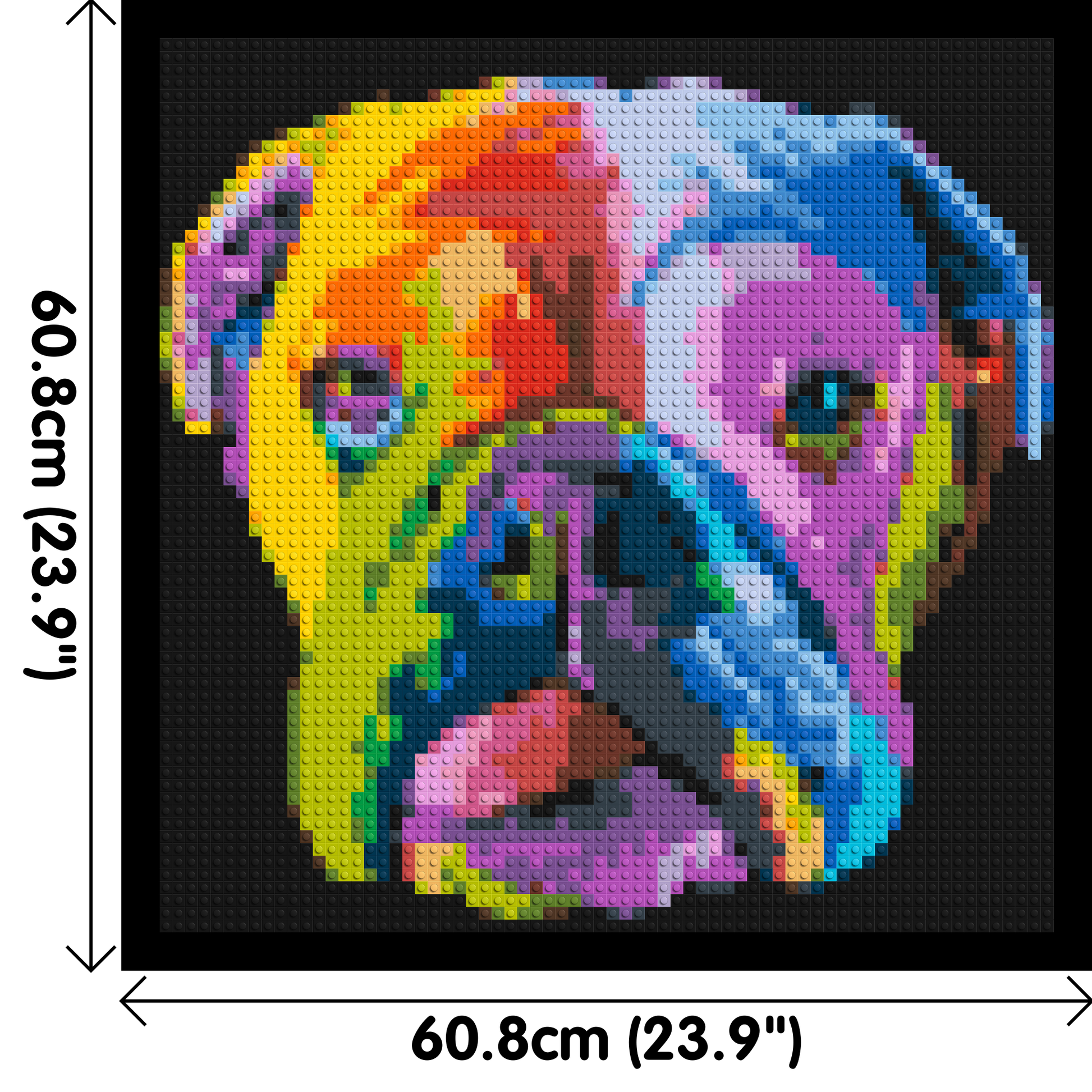 English Bulldog Colourful Pop Art - Brick Art Mosaic Kit 3x3 dimensions with frame