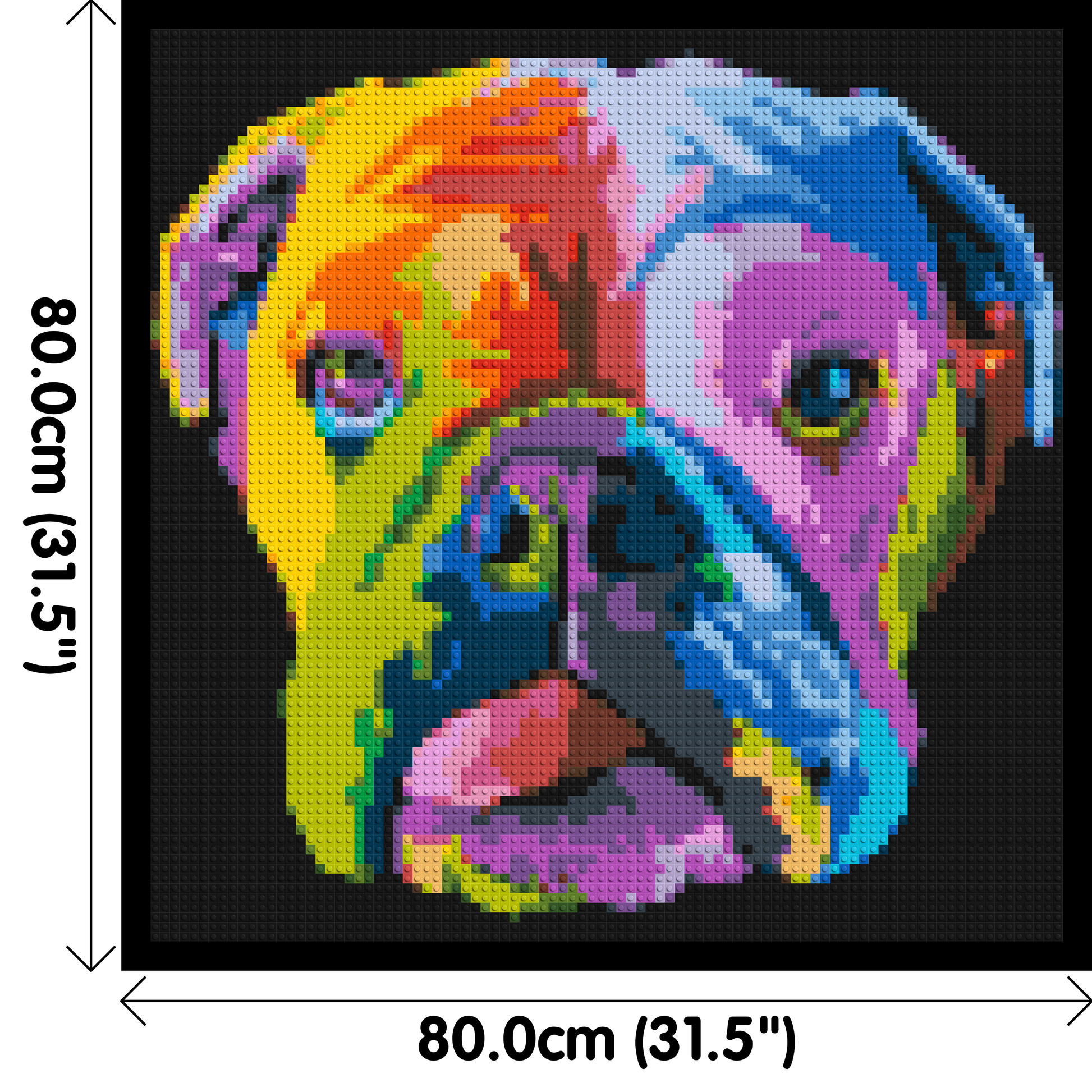 English Bulldog Colourful Pop Art - Brick Art Mosaic Kit 4x4 dimensions with frame