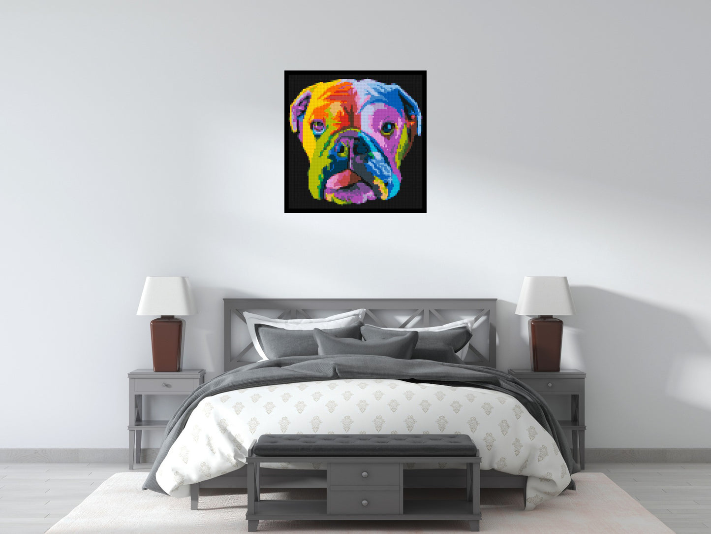 English Bulldog Colourful Pop Art - Brick Art Mosaic Kit 4x4 large