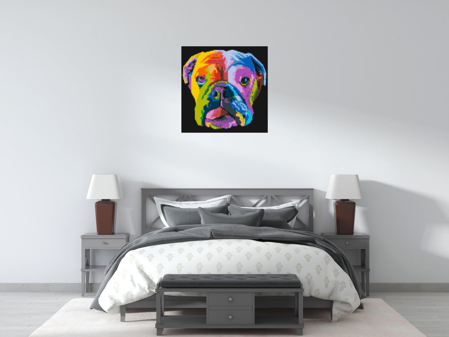 English Bulldog Colourful Pop Art - Brick Art Mosaic Kit 4x4 large