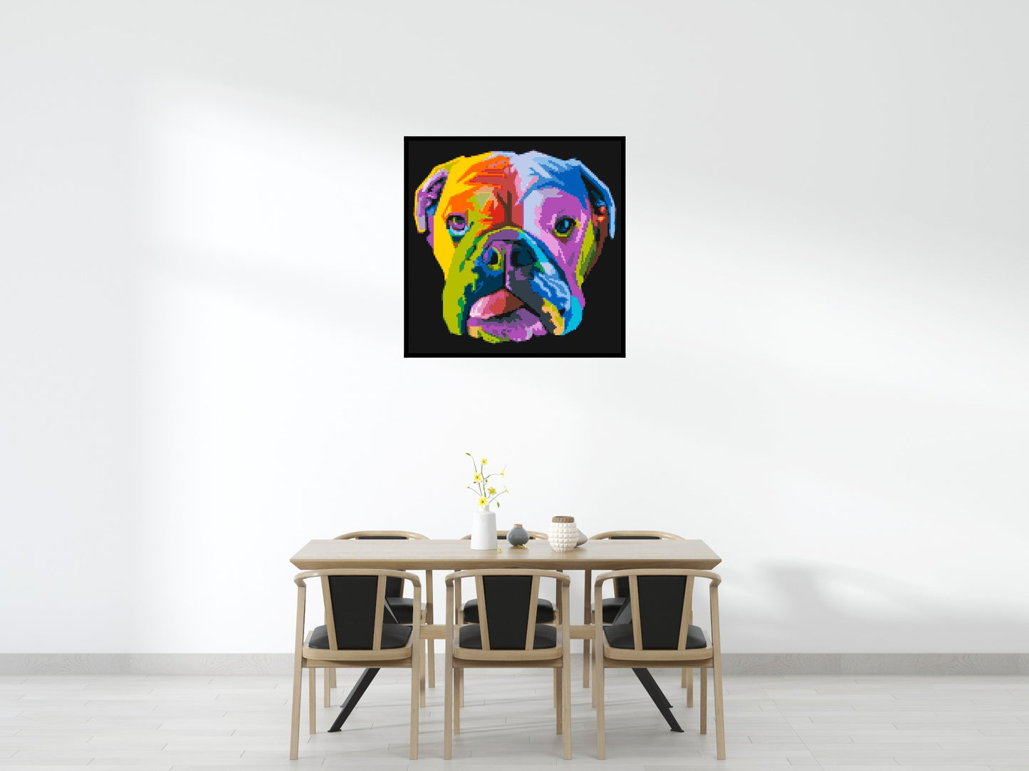 English Bulldog Colourful Pop Art - Brick Art Mosaic Kit 6x6 large