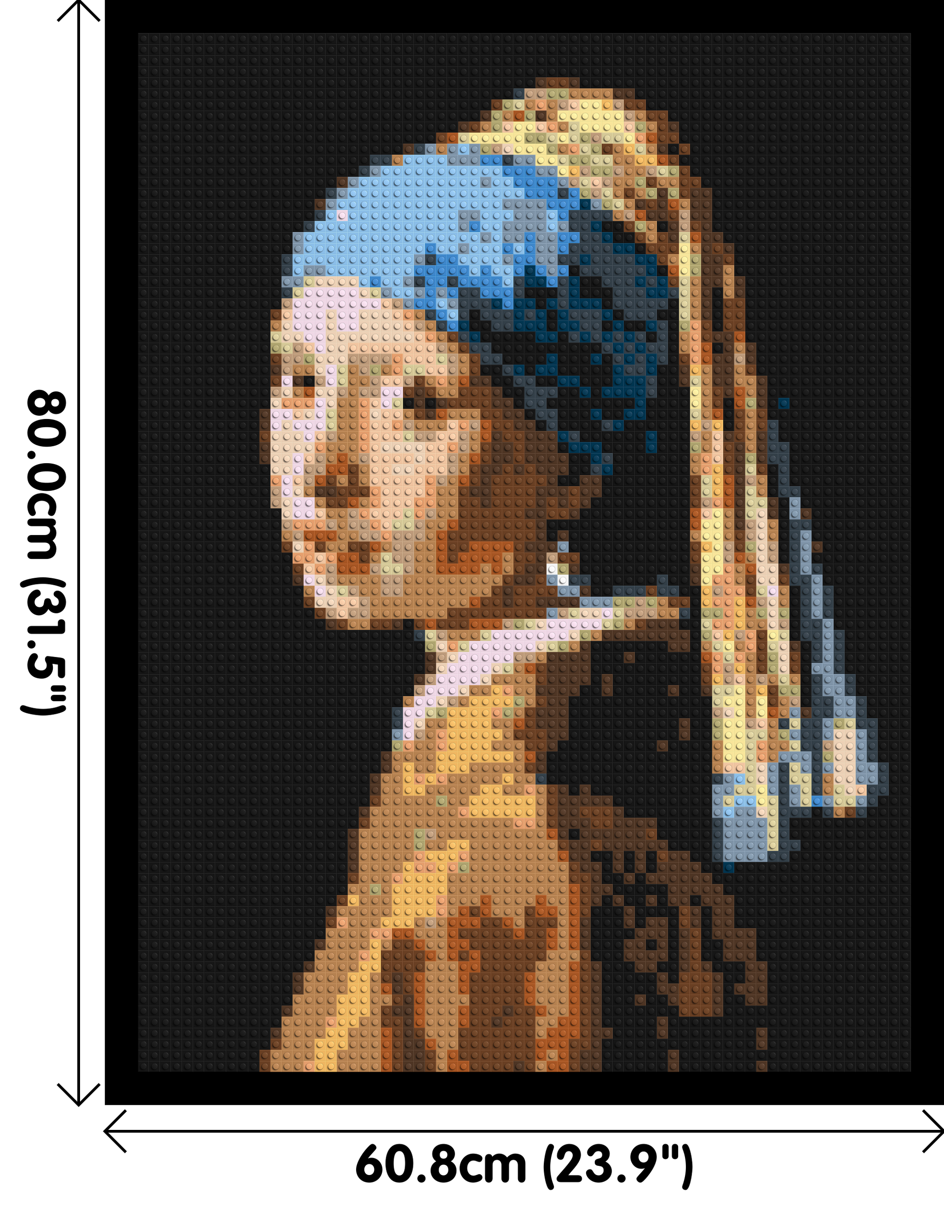 Girl with a Pearl Earring by Johannes Vermeer - Brick Art Mosaic Kit 3x4 dimensions with frame