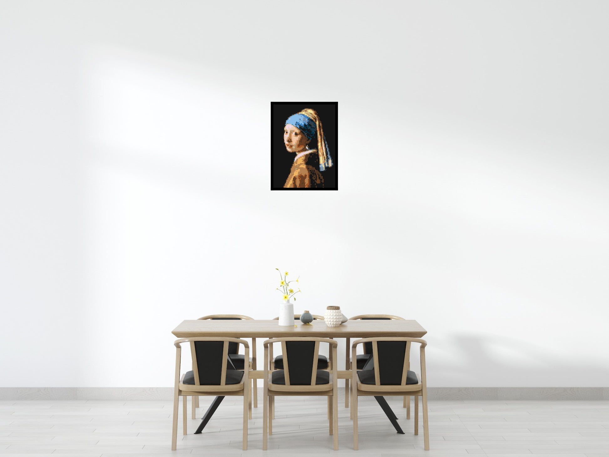 Girl with a Pearl Earring by Johannes Vermeer - Brick Art Mosaic Kit 3x4 scene with frame