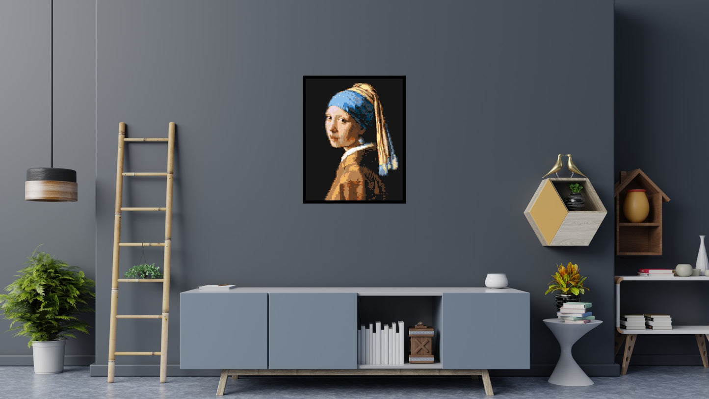 Girl with a Pearl Earring by Johannes Vermeer - Brick Art Mosaic Kit 4x5 large